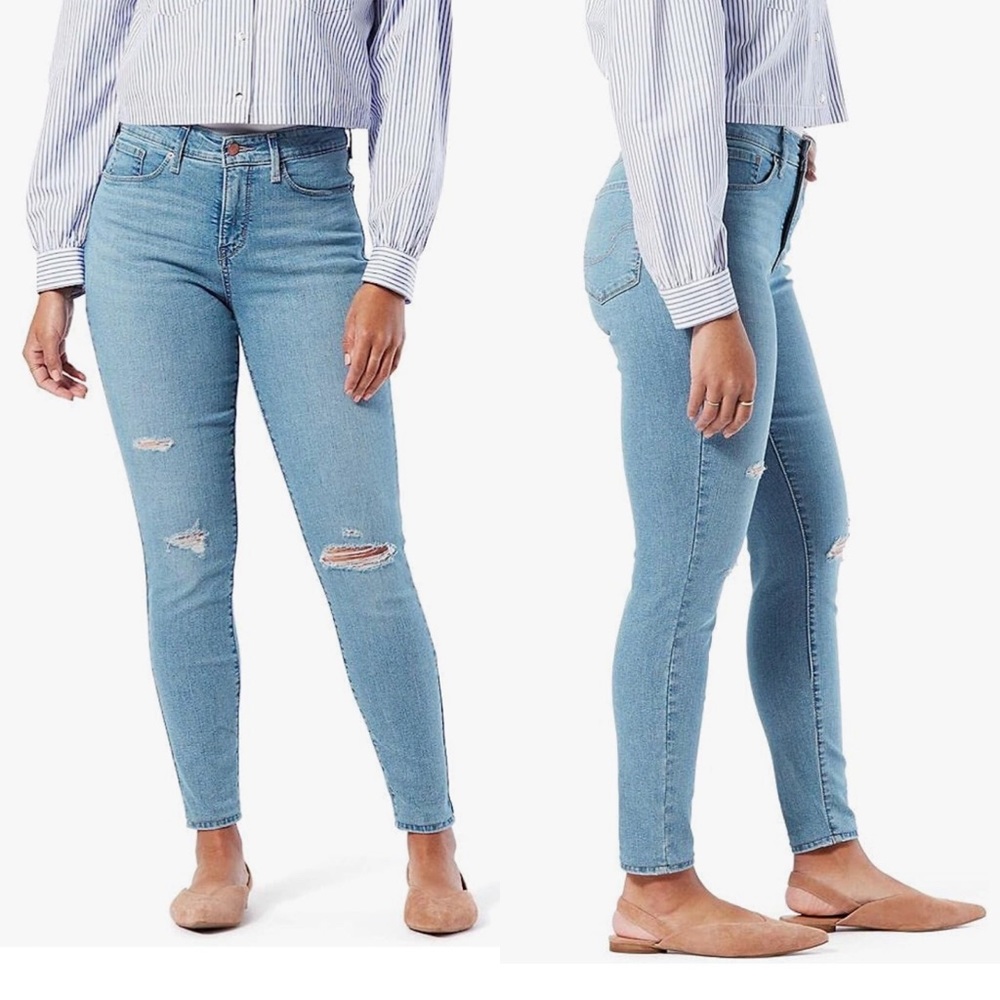 Totally Shaping Distressed Skinny Jeans